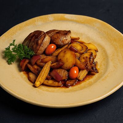 Медальоны из говяжьей вырезки с овощами в Колхида Palace по цене 1350 ₽