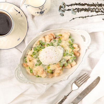 Гратен из кабачков с креветками и яйцом пашот в Сыроварня по цене 850 ₽