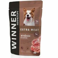 Консервированный корм Extra Meat с ягнёнком в соусе для взрослых собак всех пород в Стейк & Бургер Мираторг