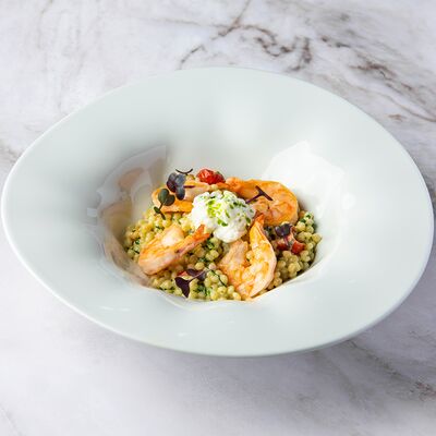 Птитим с креветками в Хлеб и Вино по цене 950 ₽