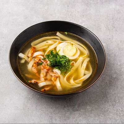Суп куриный с лапшой и курицей гриль в Шашлык Hits по цене 405 ₽