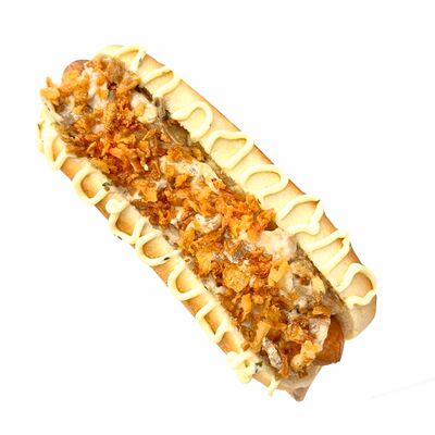 Хот-дог с грибным жульеном в П-ПЕППЕРОНИ по цене 439 ₽