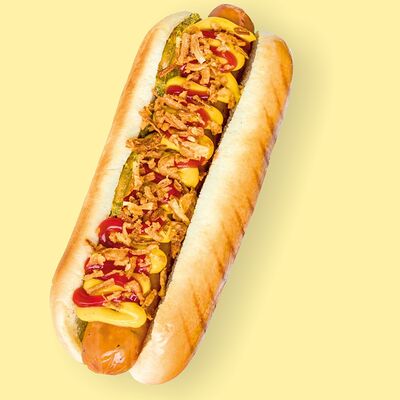 Датский хот-дог с индейкой в Noor кофе по цене 300 ₽