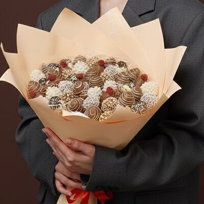 Букет Рококо (55 шт.) в Luna-Клубника в шоколаде по цене 9990 ₽