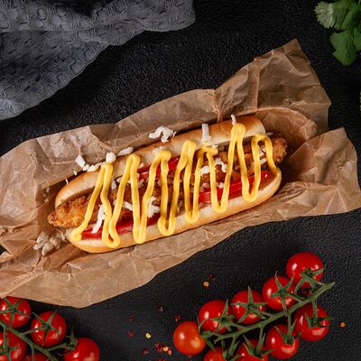 Хот-дог сырный со стрипсамив Шурум Бурум по цене 240 ₽