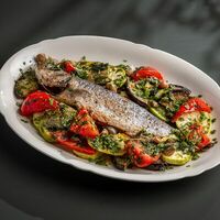Сибас с овощами в Green Pub