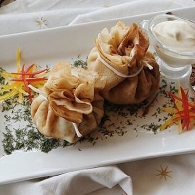 Блинчики с курицей и грибами в Арома по цене 590 ₽