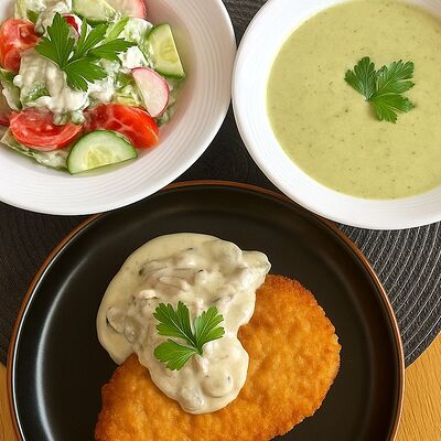Сет №3 с крем-супом из цукини и шницелем в La Vida loca по цене 690 ₽