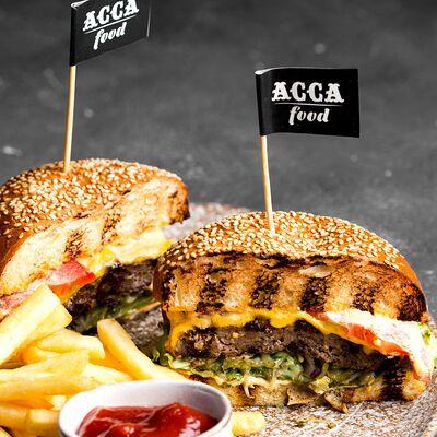 Асса бургер с котлетой из говядины и с гарниром (фирменное блюдо) в A Food по цене 610