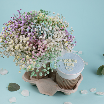 Подарочный набор букет Облако гипсофил и десерт в Пышно Расцвели по цене 1900 ₽