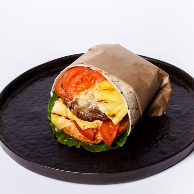 Антибургер с двумя видами котлет и ананасом в Уголь по цене 1050 ₽