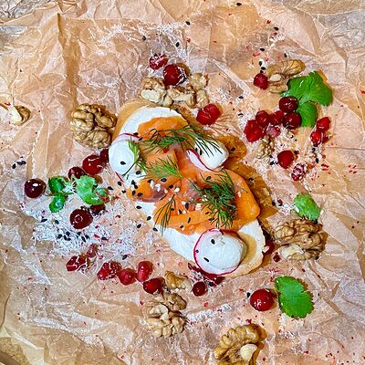 Брускетта лосось, творожный сыр в Дуэты по цене 200 ₽