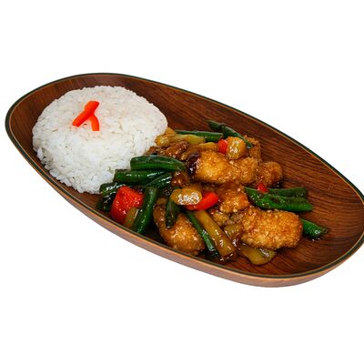 Попкорн из курицы в кисло-сладком соусе с рисом в Тайские рисоварни Soi7 по цене 510 ₽