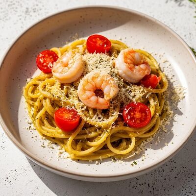 Паста с морепродуктами и соусом Песто в Банхоф по цене 699 ₽