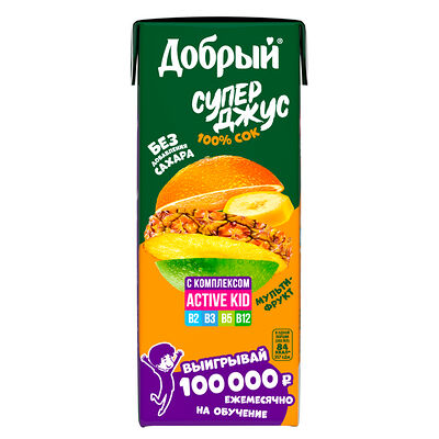 Сок Добрый Супер Джус 0,2л мультифрукт в Pro Sushi по цене 85 ₽