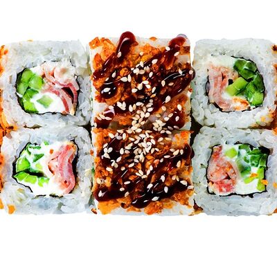 Ролл Унаги-бекон в Оригами по цене 483 ₽