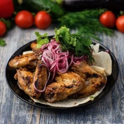 Шашлык из куриных крылышек 300 гр в PANORAMA по цене 720 ₽