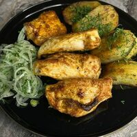 Шашлык ланч. Куриная грудка с картофелем и маринованным луком в Шашлык 63