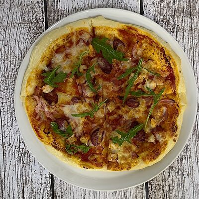 Мини-пицца мясная острая в Луна Рыба по цене 420 ₽