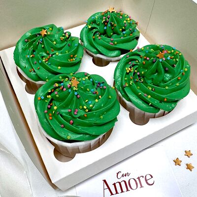 Новогодний набор капкейков 4 шт №1 в Con Amore по цене 1490 ₽