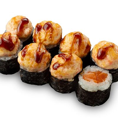  Запеченный ролл с лососем Фейерверк вкусов в ДКВКУС по цене 499 ₽