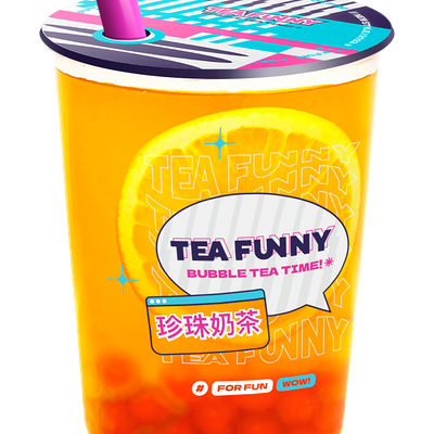 S Апельсин-мед (фьюжн черный) с бабл-шариками в Tea funny Bubble tea по цене 429 ₽