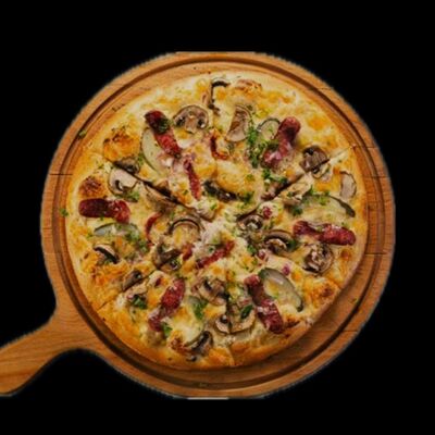 Пицца Охотничья на тонком тесте в Леон по цене 650 ₽