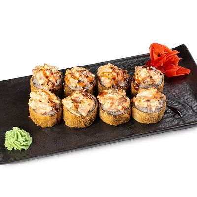 Запеченный ролл с угрем и лососем в MAHALLA по цене 3000 ₸