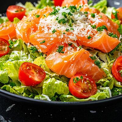 Цезарь с семгой в Мимино restaurant по цене 960 ₽