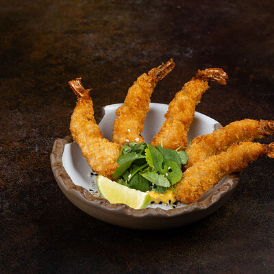 Хрустящие креветки темпура с соусом манго-чили в Город детей по цене 702 ₽