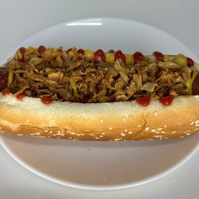 Хот-дог из говяжьей сосискив Наша пицца по цене 1800 ₸