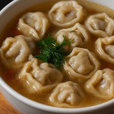 Пельмени с бульоном в Кафе по цене 400 ₽