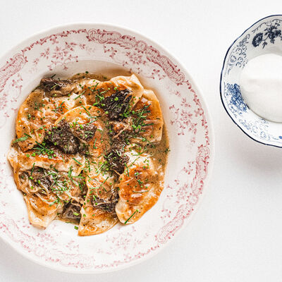 Вареники с печёным картофелем и сморчками в Niki по цене 1200 ₽