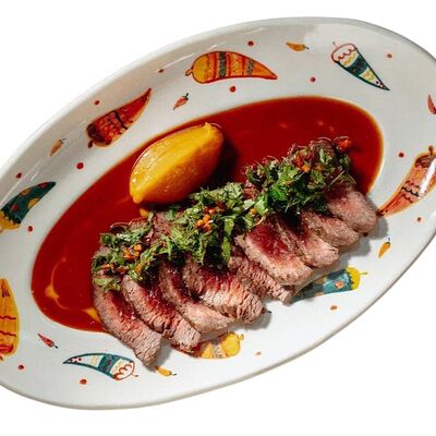 Стейк мачете, сальса рохав Sangre Fresca по цене 2900 ₽