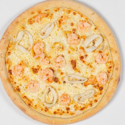 Пицца С королевской креветкой и командорским кальмаром в Итальянская Пиццерия по цене 879 ₽