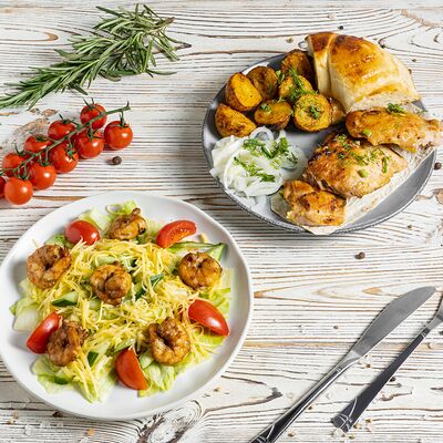 Комбо с салатом цезарь (с креветками)в Шампур по цене 768 ₽