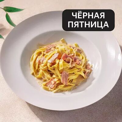 Карбонара с копченым беконом и сливочно-яичным соусом в Перчини по цене 540 ₽