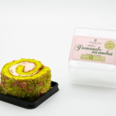 Торт-рулет Фисташково-малиновый в Ничего лишнего по цене 315 ₽