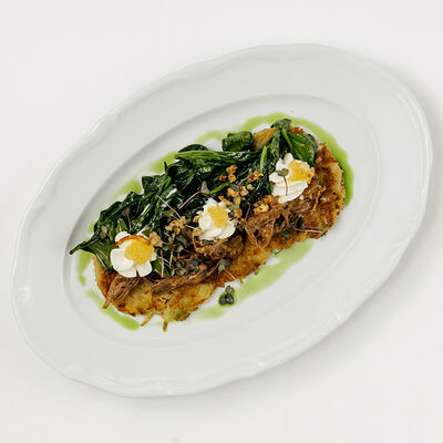 Драники с брискетом и щучьей икрой в Магадан по цене 790 ₽