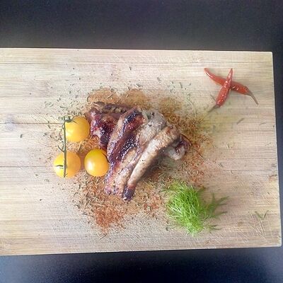 Рёбрышки свиные на мангале с копчением на щепе в Ням-ням по цене 400