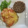 Свиная отбивная с помидором и сыром с гречкой и грибами в Карасёвня по цене 444