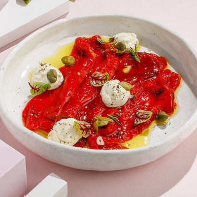 Печеные перцы с кремом из тофу в Баклажан в ТЦ 