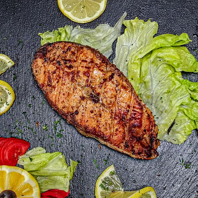 Стейк из семги на мангале в Хочу мясо по цене 1380 ₽