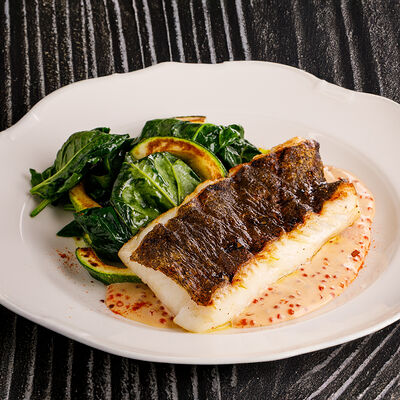 Палтус с цукини и шпинатом в Ginza по цене 3490 ₽