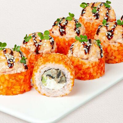 Шеф-ролл с угрем и лососем в Суши Wok по цене 889 ₽