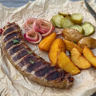 Купата из кабана-индейки с бэби картофелем и соленым огурцомв В завязке по цене 790 ₽