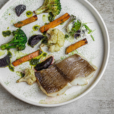 Палтус, вывешенный йогурт, овощи, чимичурри в 19 по цене 1677 ₽