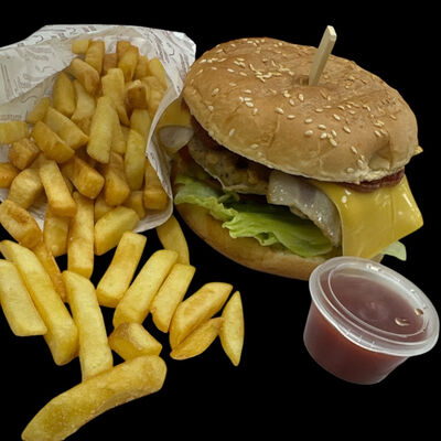 Бургер со свининой и картофелем фри в Kaikan по цене 665 ₽