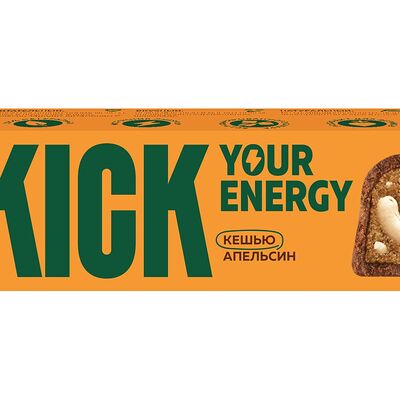 Батончик кешью Kick Your Energy с какао и маслом апельсина в карамельном шоколаде в Комод по цене 220 ₽