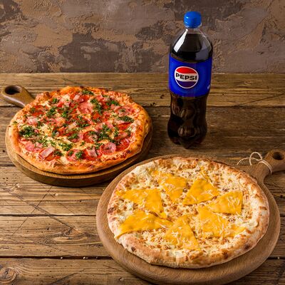 Набор пиццы №2 две пиццы Мясная и 4 сыра и Пепсив Пирог Пицца Бро по цене 2116 ₽